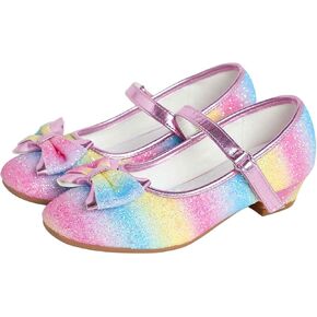 Daydance Kids Toddler Girls Dress Shoes Low Heels Sparkling Flower Mary Jane Footwear for Party Prom Wedding Birthday