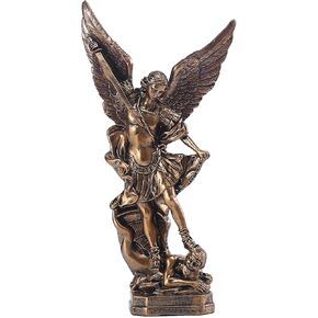 12.5 in Archangel San Michael Statue for Home Decor, Bronze Home Decor Sculpture,Vintage Resin Collectible Figurine
