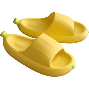 Banana Slippers, Funny Slides Sandals, Cloud Slides for Women Men, Summer Cute Cartoon Fruit Pillow Shower Pool Slippers for Indoor