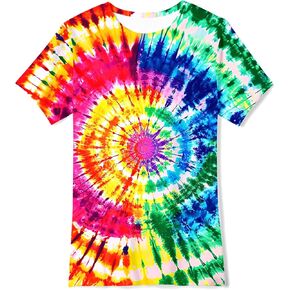Vieille Kids Tie Tie Dye Shirt Girls Boys Short Sleeve Thirts Hippies Tees Tops 7-12 Years