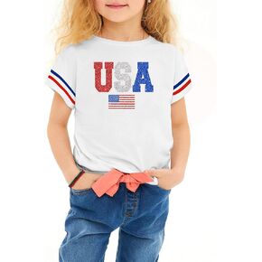 Toddler Boys Girls American Flag Terts 4th of July Tshirt Kids USA USE Tee Independence Day Outfit (3-7 y)