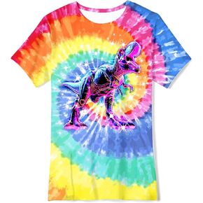 Vieille Kids Tie Tie Dye Shirt Girls Boys Short Sleeve Thirts Hippies Tees Tops 7-12 Years in Kuwait