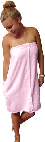 Plus Size Luxury Spa Wrap 1X-6X Bath Beauty Shower Towel Swim Cover Up Wrap Cotton Terry Velour with Snaps 1X 2X 3X 4X 5X 6X (Pretty Pink, 1X-2X) in Saudi Arabia