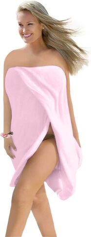 Plus Size Luxury Spa Wrap 1X-6X Bath Beauty Shower Towel Swim Cover Up Wrap Cotton Terry Velour with Snaps 1X 2X 3X 4X 5X 6X (Pretty Pink, 1X-2X) in Saudi Arabia