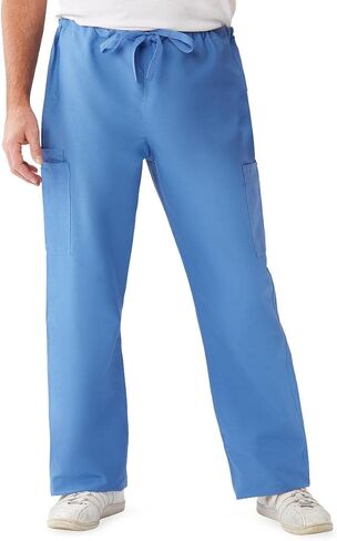 Medline 950DKWML-CM ComfortEase Unisex Non-Reversible Cargo Scrub Pant with Drawstring Waist, Tall Inseam, Black, Medium in Saudi Arabia