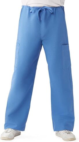 Medline 950DKWML-CM ComfortEase Unisex Non-Reversible Cargo Scrub Pant with Drawstring Waist, Tall Inseam, Black, Medium in Saudi Arabia