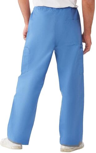 Medline 950DKWML-CM ComfortEase Unisex Non-Reversible Cargo Scrub Pant with Drawstring Waist, Tall Inseam, Black, Medium in Saudi Arabia