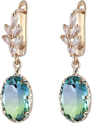 Crystal Earrings CXUEMH Teardrop Earrings for Women Blue and Green Dangle Earrings Elegant Earrings for Prom Emerald Green Earrings Formal Jewelry Crystal Drop Earrings in Saudi Arabia