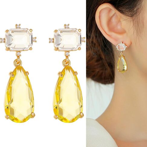 Crystal Earrings CXUEMH Teardrop Earrings for Women Blue and Green Dangle Earrings Elegant Earrings for Prom Emerald Green Earrings Formal Jewelry Crystal Drop Earrings in Saudi Arabia