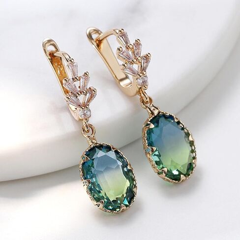 Crystal Earrings CXUEMH Teardrop Earrings for Women Blue and Green Dangle Earrings Elegant Earrings for Prom Emerald Green Earrings Formal Jewelry Crystal Drop Earrings in Saudi Arabia