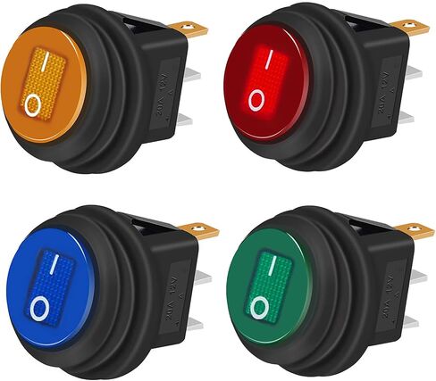 Twidec/5Pcs 12V Waterproof Lighted Round Rocker Toggle LED Switch 20A 3 Pins On-Off Car Truck RV Rocker Switch Red for Boat KCD1-8-101NW-R in Saudi Arabia