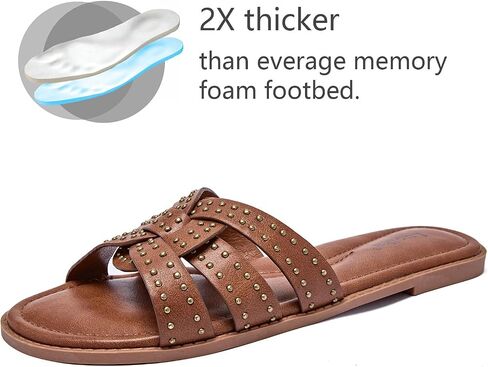 Luoika Women's Wide Width Flat Slides Sandals, Strapy Slide Sandal Slip on Dressy Summer Shoes for Women. in Saudi Arabia