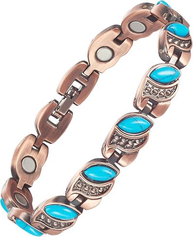 MagVIVACE Women Copper Magnetic Bracelet for Arthritis, Pure Copper Jewelry, Lymph Detox Bracelets with 3500 Gauss Magnet(C) in Saudi Arabia