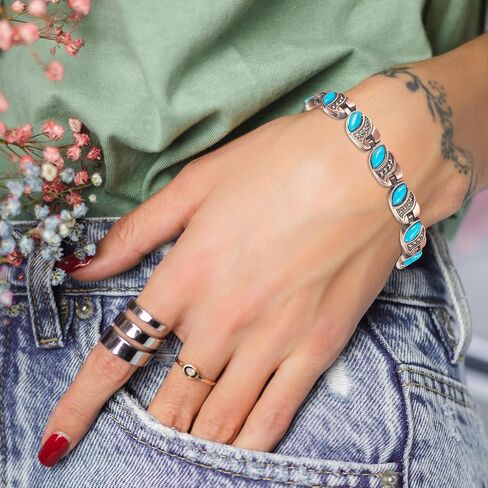 MagVIVACE Women Copper Magnetic Bracelet for Arthritis, Pure Copper Jewelry, Lymph Detox Bracelets with 3500 Gauss Magnet(C) in Saudi Arabia