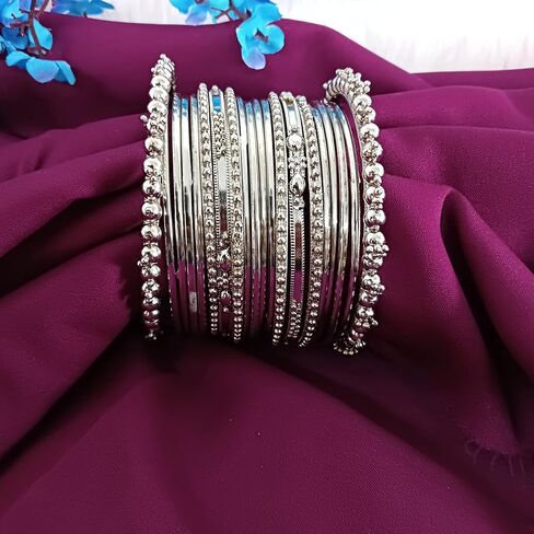 Efulgenz Oxidized Indian Bangles for Women Indian Oxidized Jewelry Boho Vintage Antique Tribal Indian Oxidized Bracelet Bangles Set Jewelry (40 Pcs) in Saudi Arabia