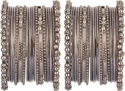 Efulgenz Oxidized Indian Bangles for Women Indian Oxidized Jewelry Boho Vintage Antique Tribal Indian Oxidized Bracelet Bangles Set Jewelry (40 Pcs) in Saudi Arabia