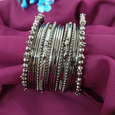 Efulgenz Oxidized Indian Bangles for Women Indian Oxidized Jewelry Boho Vintage Antique Tribal Indian Oxidized Bracelet Bangles Set Jewelry (40 Pcs) in Saudi Arabia
