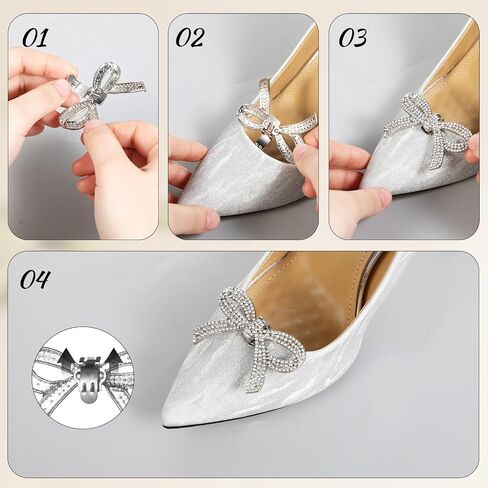 Giantree 4pcs Shoe Clips, Bow Shoe Clips, Detachable Bowknot Shoe Clips for Women, Bow Shoe Buckles Rhinestone Shoe Clips Bow Knot Shoe Charms for Heels for Wedding Bridal Party Daily Wearing in Saudi Arabia
