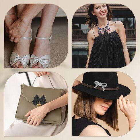 Giantree 4pcs Shoe Clips, Bow Shoe Clips, Detachable Bowknot Shoe Clips for Women, Bow Shoe Buckles Rhinestone Shoe Clips Bow Knot Shoe Charms for Heels for Wedding Bridal Party Daily Wearing in Saudi Arabia