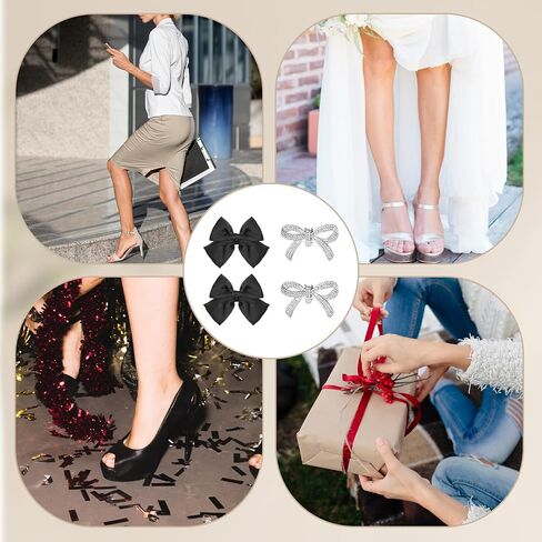 Giantree 4pcs Shoe Clips, Bow Shoe Clips, Detachable Bowknot Shoe Clips for Women, Bow Shoe Buckles Rhinestone Shoe Clips Bow Knot Shoe Charms for Heels for Wedding Bridal Party Daily Wearing in Saudi Arabia