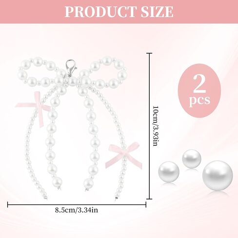 2PCS Pearls Bow Shoe Charms For Sneakers, Shoelace Jewelry Clips Decorations for Women in Saudi Arabia