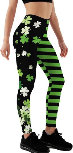 Women's St Patrick's Day Leggings Irish Green Shamrock Printed High Waisted Tights Trendy Workout Yoga Pants in Saudi Arabia