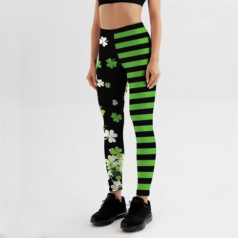 Women's St Patrick's Day Leggings Irish Green Shamrock Printed High Waisted Tights Trendy Workout Yoga Pants in Saudi Arabia