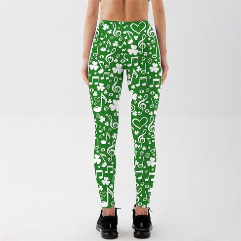 طماق عيد القديس باتريك للسيدات الأيرلندية الخضراء شامروك طبع لباس ضيق عالي الخصر سراويل اليوغا in Kuwait