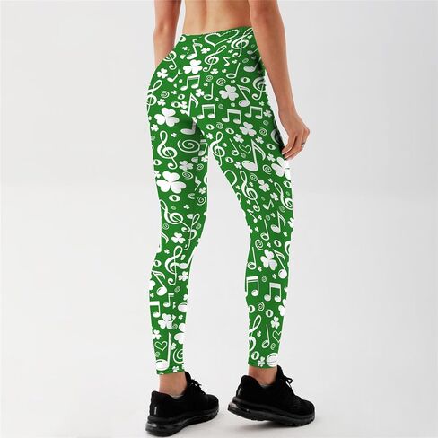 طماق عيد القديس باتريك للسيدات الأيرلندية الخضراء شامروك طبع لباس ضيق عالي الخصر سراويل اليوغا in Kuwait