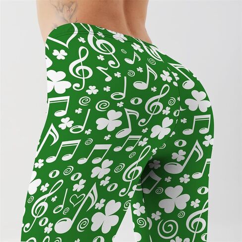 طماق عيد القديس باتريك للسيدات الأيرلندية الخضراء شامروك طبع لباس ضيق عالي الخصر سراويل اليوغا in Kuwait