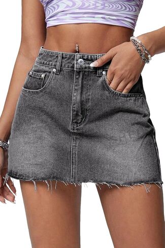 Elleven Denim Skirt Women Mini Low Weisty Law Hend Jean تنورة مع جيوب in Saudi Arabia