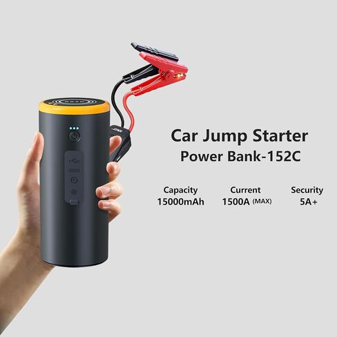 BAYU 6 in 1 Car Battery Jump Starter with Air Compressor, Portable 12V 1500A Auto Jump Box, 150PSI Tire Inflator, 19000PA Car Vacuum Cleaner, Cordless Pressure Washer in Saudi Arabia