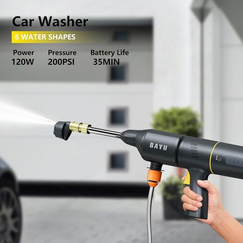 BAYU 6 in 1 Car Battery Jump Starter with Air Compressor, Portable 12V 1500A Auto Jump Box, 150PSI Tire Inflator, 19000PA Car Vacuum Cleaner, Cordless Pressure Washer in Saudi Arabia
