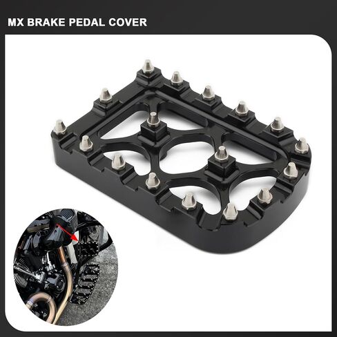 MX Brake Pedal Pad Cover for Harley 86-2017 Softail Deluxe Fat Boy Heritage Springer Touring 1980-2024 Road King Electra Street Glide 2012-2016 Dyna Trike (Silver Black) in Saudi Arabia