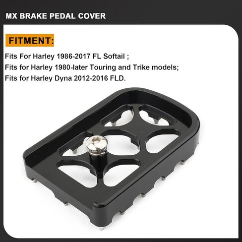 MX Brake Pedal Pad Cover for Harley 86-2017 Softail Deluxe Fat Boy Heritage Springer Touring 1980-2024 Road King Electra Street Glide 2012-2016 Dyna Trike (Silver Black) in Saudi Arabia