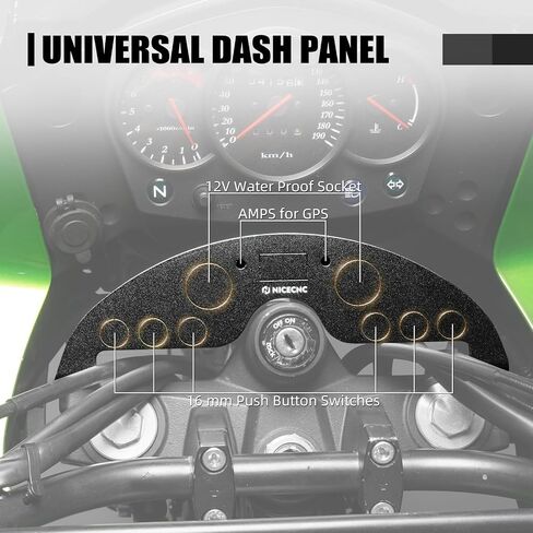 ألومنيوم شاشة دراجة نارية لوحة داش لوحة Dashboard لوحة متوافقة مع Kawasaki KLR 650 2008-2018 ، CNC ، أنوديز ، أسود in Kuwait