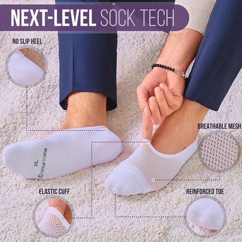 No Show Socks Men & Women - Non Slip Short Socks Low Cut Ankle No See Invisible in Loafer Sneaker Boat, 6 Pack in Saudi Arabia
