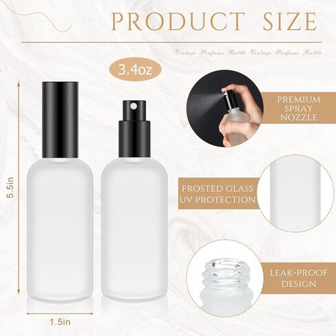 Roshtia 30 Pcs 3.4 oz Gold Glass Spray Bottle Clear Empty Bottles Small Refillable Reusable Perfume Containers with Fine Mist Sprayer Pump for Face Body Travel in Saudi Arabia