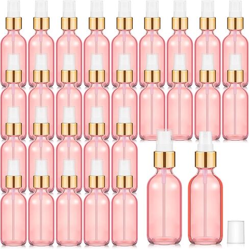 Roshtia 30 Pcs 3.4 oz Gold Glass Spray Bottle Clear Empty Bottles Small Refillable Reusable Perfume Containers with Fine Mist Sprayer Pump for Face Body Travel in Saudi Arabia