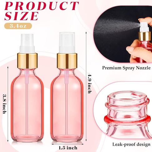 Roshtia 30 Pcs 3.4 oz Gold Glass Spray Bottle Clear Empty Bottles Small Refillable Reusable Perfume Containers with Fine Mist Sprayer Pump for Face Body Travel in Saudi Arabia