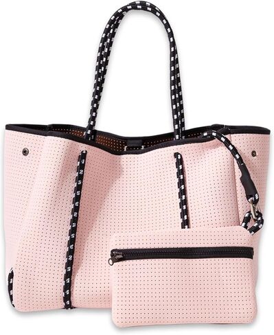 Large Neoprene Tote Bag for Women - Everyday Designer Handbag for Travel Work and Beach with Pockets and Zipper Pouch in Saudi Arabia