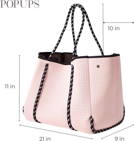Large Neoprene Tote Bag for Women - Everyday Designer Handbag for Travel Work and Beach with Pockets and Zipper Pouch in Saudi Arabia
