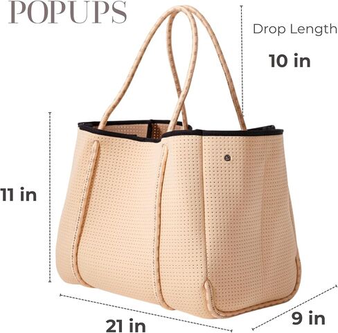 حقيبة حمل كبيرة للنساء - حقيبة يد مصممة كل يوم لأعمال السفر والشاطئ مع جيوب وحقيبة سستة in Kuwait