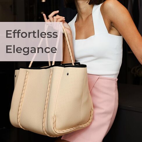 حقيبة حمل كبيرة للنساء - حقيبة يد مصممة كل يوم لأعمال السفر والشاطئ مع جيوب وحقيبة سستة in Kuwait