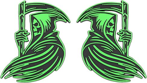 Grim Reaper Emblem 3D Skull Badge – Custom Car Decal Sticker for Car, Truck, SUV – Durable Exterior Trunk, Hood, Fender (Set of 2) (Red) in Saudi Arabia