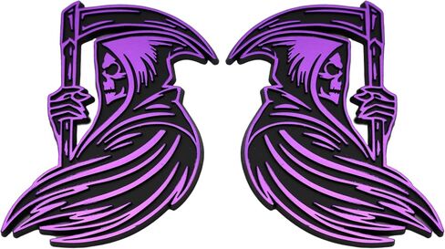 Grim Reaper Emblem 3D Skull Badge – Custom Car Decal Sticker for Car, Truck, SUV – Durable Exterior Trunk, Hood, Fender (Set of 2) (Red) in Saudi Arabia