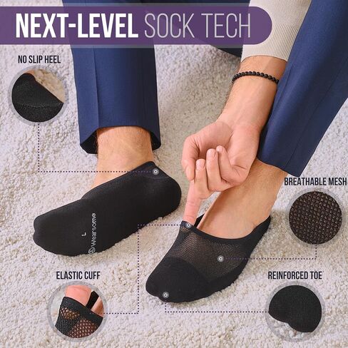 No Show Socks Men & Women - Non Slip Short Socks Low Cut Ankle No See Invisible in Loafer Sneaker Boat, 6 Pack in Saudi Arabia
