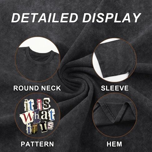 Men's Graphic Tees Funny Letter Print Vintage Oversize T Shirts Acid Wash Shirt Streetwear Rapper Casual Tee Top in Saudi Arabia
