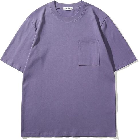 VEIISAR Men's Loose Fit Heavyweight Short-Sleeve Pocket T-Shirt - Mens 100 Cotton Crew Neck Thick Tees in Kuwait