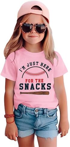 Baseball Shirt for Toddler Boys Girls I'm Just Here for The Snacks Funny Tshirt Kids Short Sleeve Summer Tee Tops in Kuwait